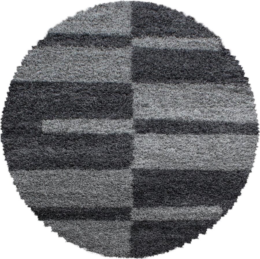 Dutch XXL Shaggy Gala Rond Hoogpolig Vloerkleed Grey Verfijnde Kwaliteit 200x200 cm