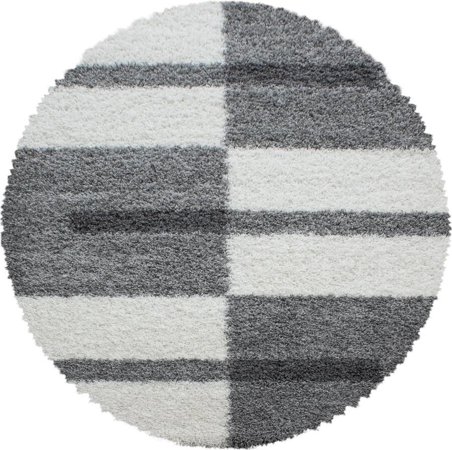 Dutch XXL Shaggy Gala Rond Hoogpolig Vloerkleed Light Grey Verfijnde Kwaliteit 120x120 cm