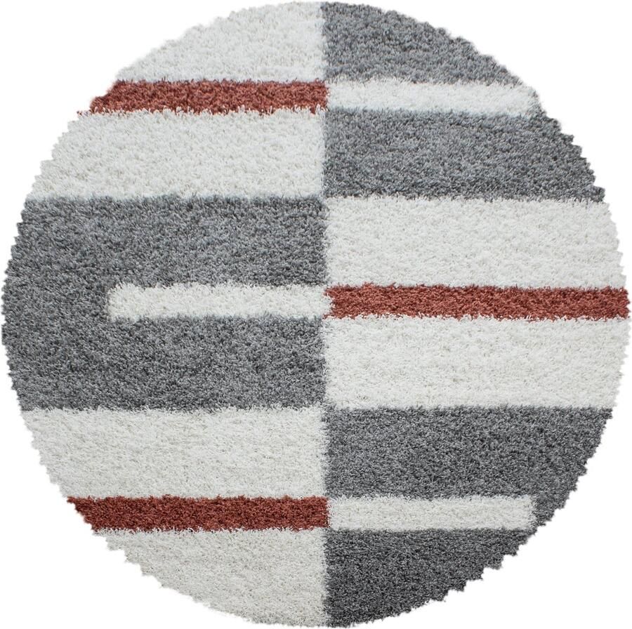 Dutch XXL Shaggy Gala Rond Hoogpolig Vloerkleed Terra Verfijnde Kwaliteit 160x160 cm