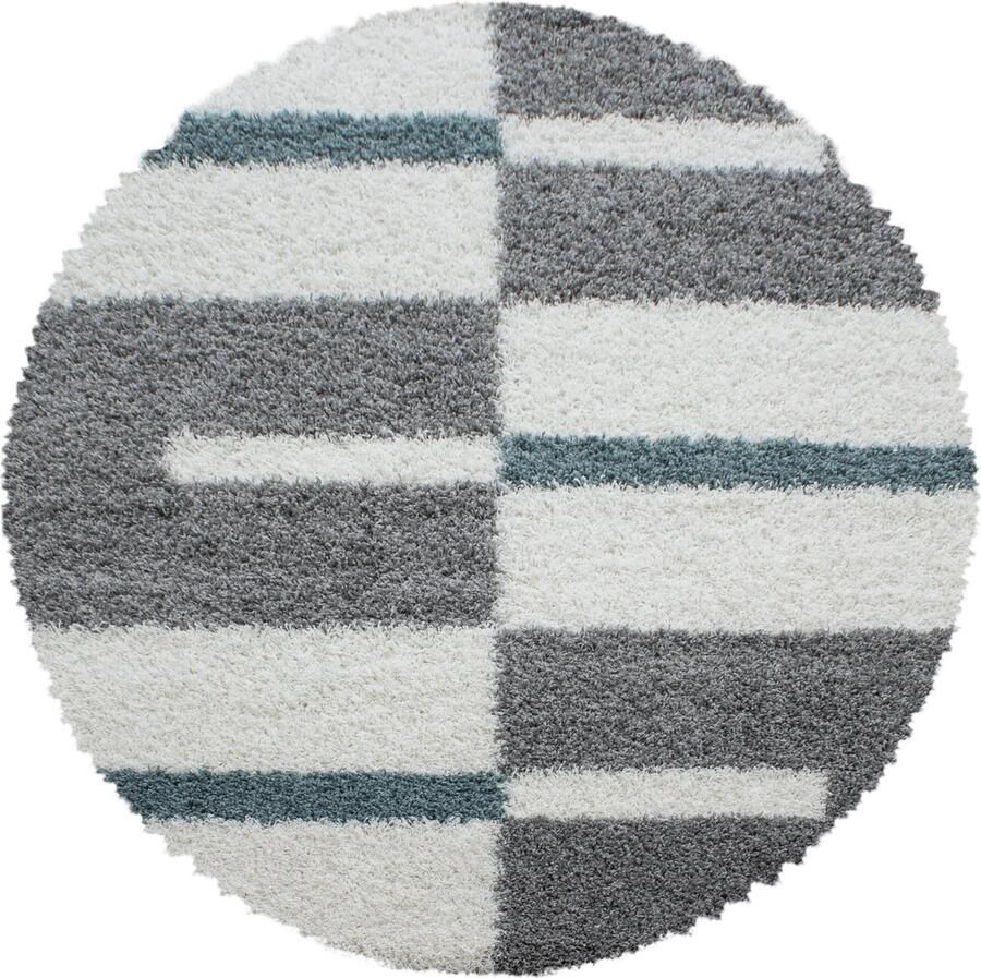 Dutch XXL Shaggy Gala Rond Hoogpolig Vloerkleed Turquoise Verfijnde Kwaliteit 120x120 cm