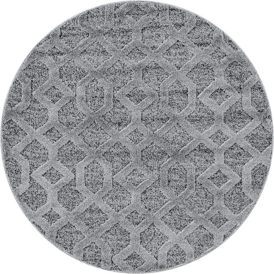 Dutch XXL Rond Scandinavisch Vloerkleed Tapijt Pisa Geometrisch Grijs 120x120 cm