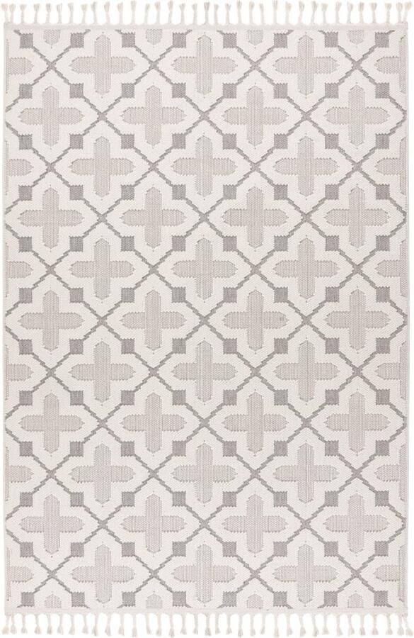 Dutch XXL Scandinavisch Vloerkleed Tapijt Tunis Kruismotief Zilver 160x230 cm