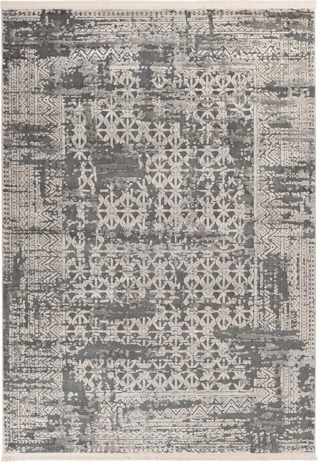 Dutch XXL Vintage Vloerkleed Tapijt Adela Geometrisch Grijs 80x150 cm