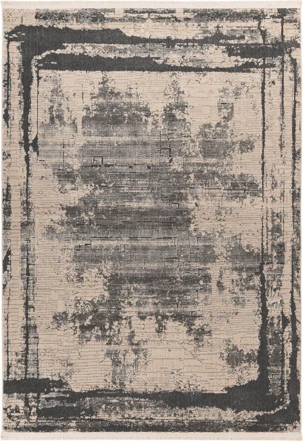 Dutch XXL Vintage Vloerkleed Tapijt Adela Kader Antraciet 120x170 cm