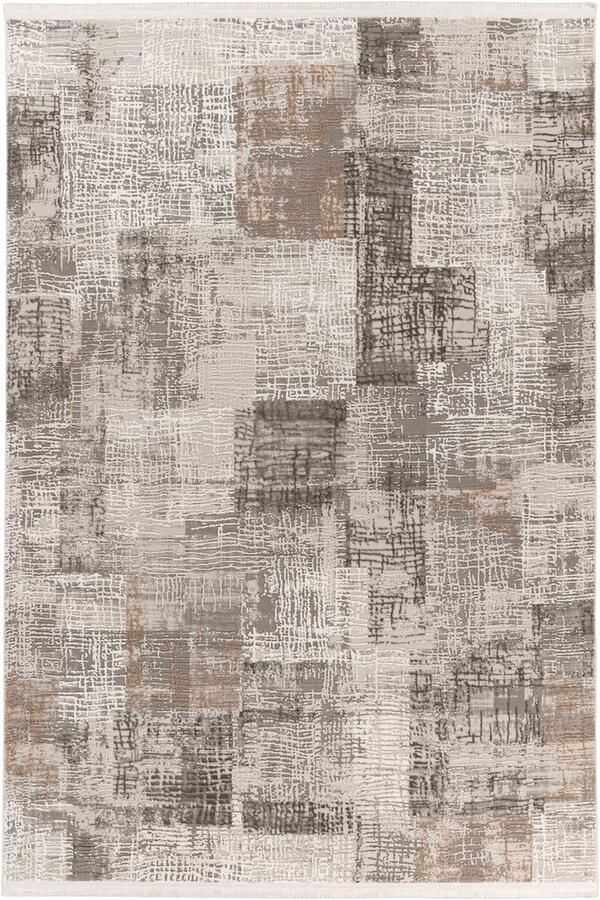 Dutch XXL Vintage Vloerkleed Tapijt Akropolis Abstract Grijs Zilver 120x180 cm