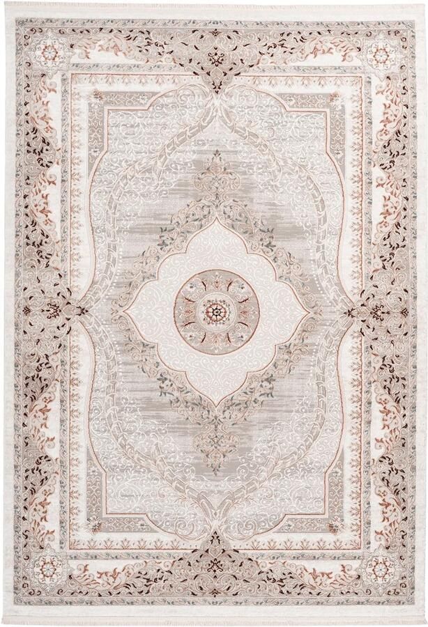 Dutch XXL Vintage Vloerkleed Tapijt Akropolis Medaillon Grijs Zalmroze 120x180 cm