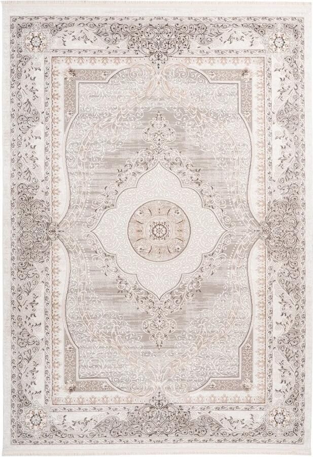 Dutch XXL Vintage Vloerkleed Tapijt Akropolis Medaillon Grijs Zilver 120x180 cm