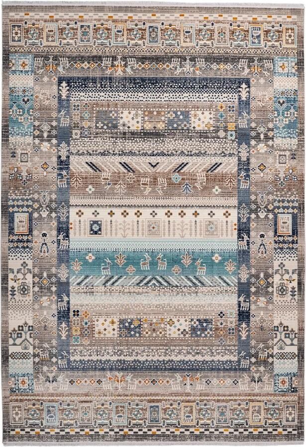 Dutch XXL Vintage Vloerkleed Tapijt Anouk Ornamenteel Bruin Blauw 120x170 cm