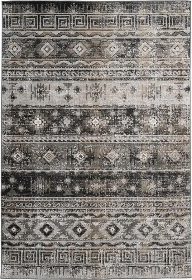 Dutch XXL Vintage Vloerkleed Tapijt Ariya Etnisch Grijs 80x150 cm