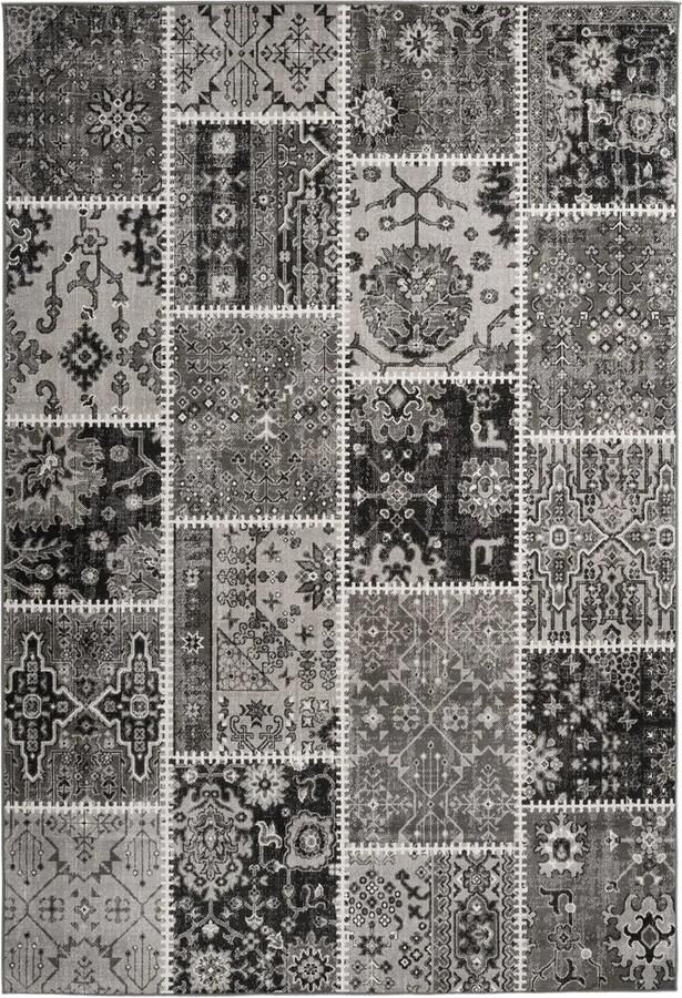 Dutch XXL Vintage Vloerkleed Tapijt Ariya Patchwork Grijs 160x230 cm