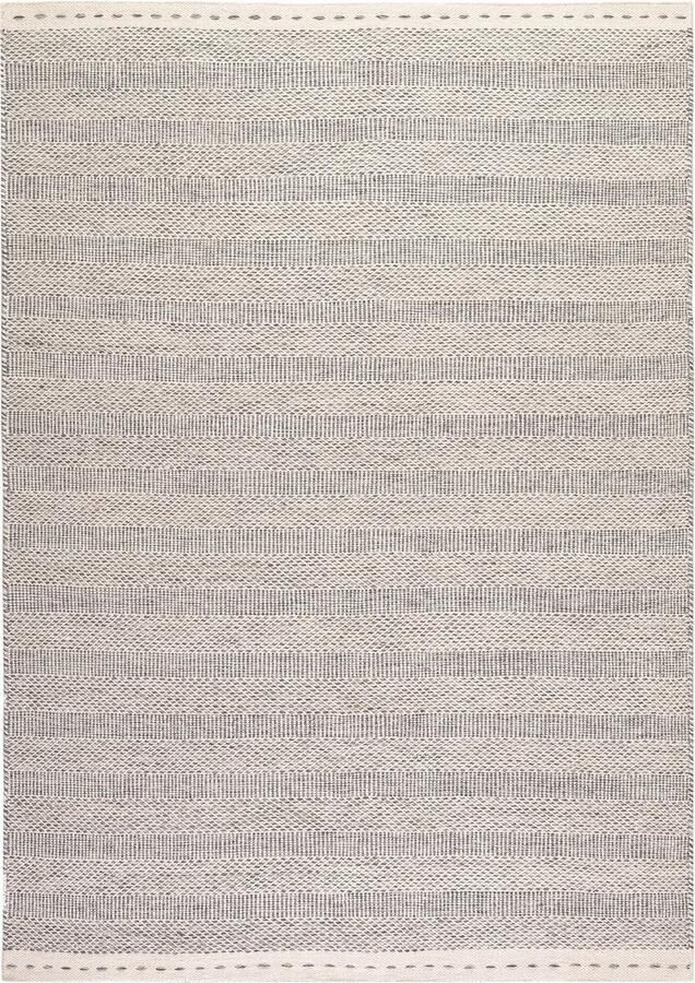 Dutch XXL Wollen Vloerkleed Tapijt Bombay Strepen Zilver 80x150 cm