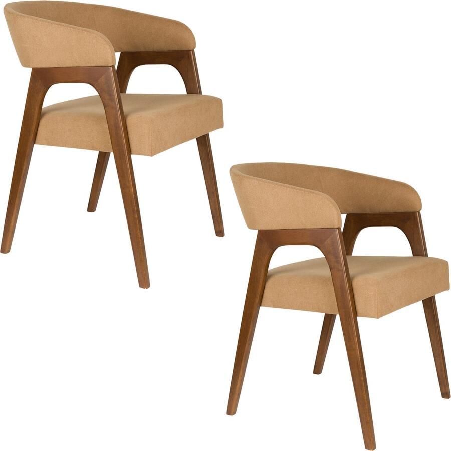 Dutchbone Adamello Eetkamerstoelen Beige Set van 2