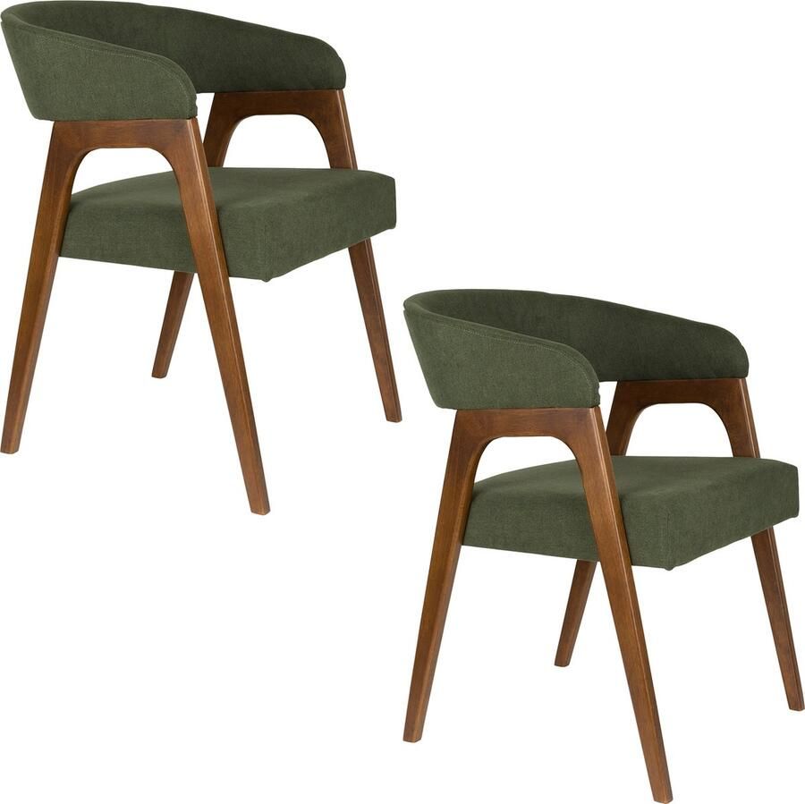 Dutchbone Adamello Eetkamerstoelen Groen Set van 2