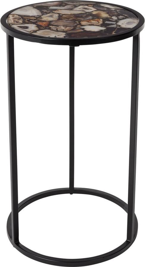 Dutchbone Agate Bijzettafel Rond Agaat Steen Zwart