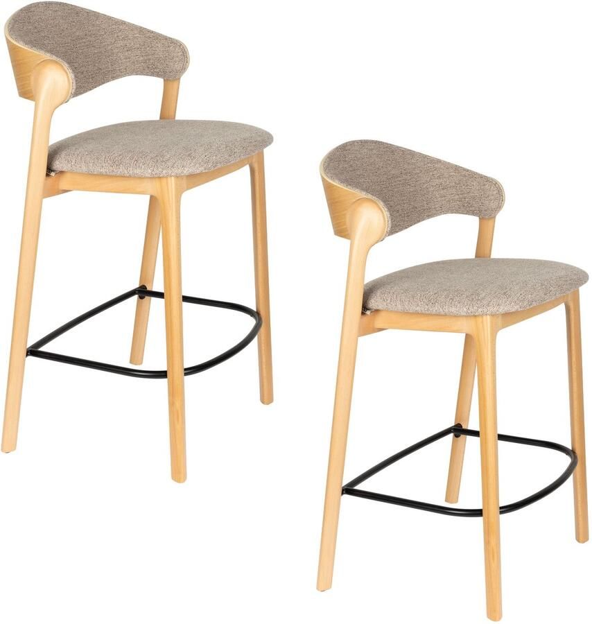 Dutchbone Babington Barkrukken rugleuning 66 cm Naturel Set van 2