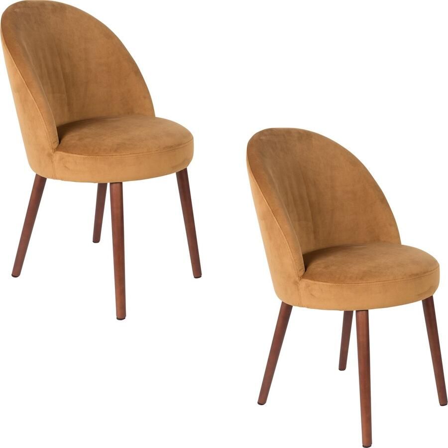 Dutchbone Barbara Eetkamerstoelen Camel Set van 2 Bruin