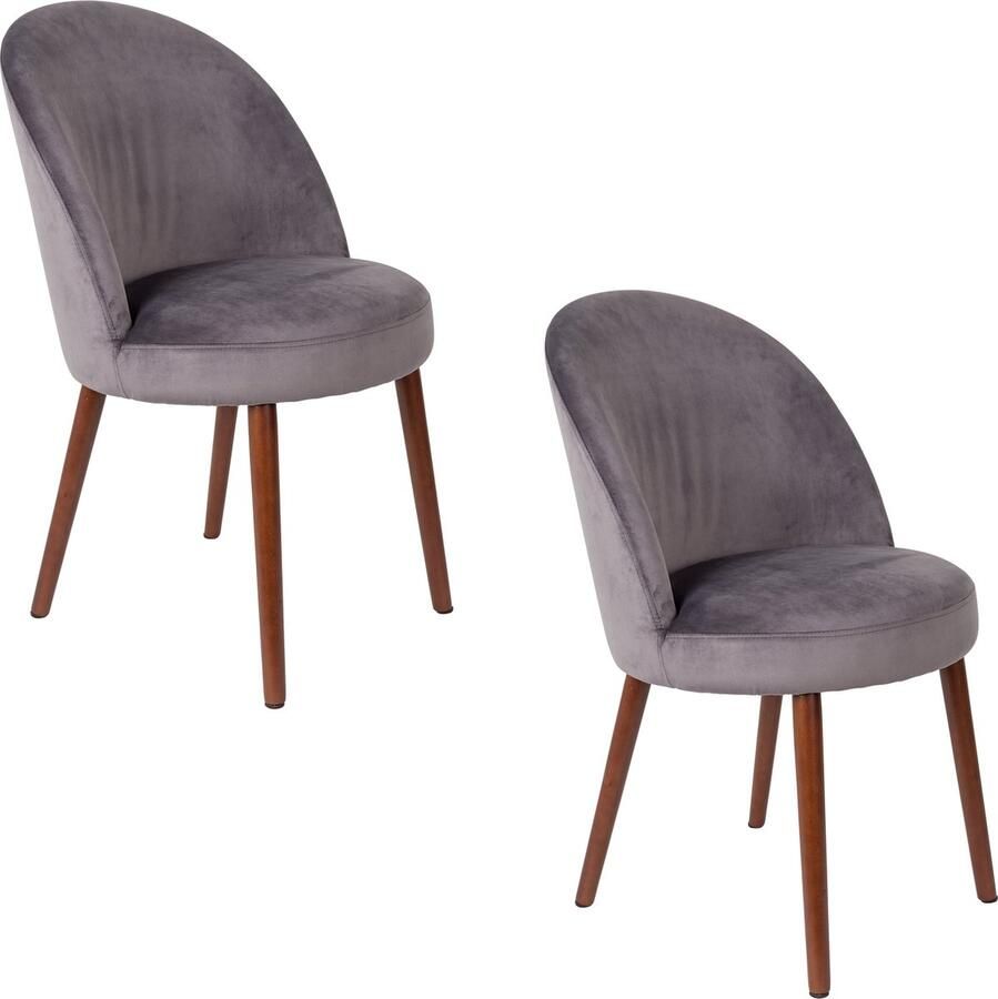 Dutchbone Barbara Eetkamerstoelen Grijs Set van 2