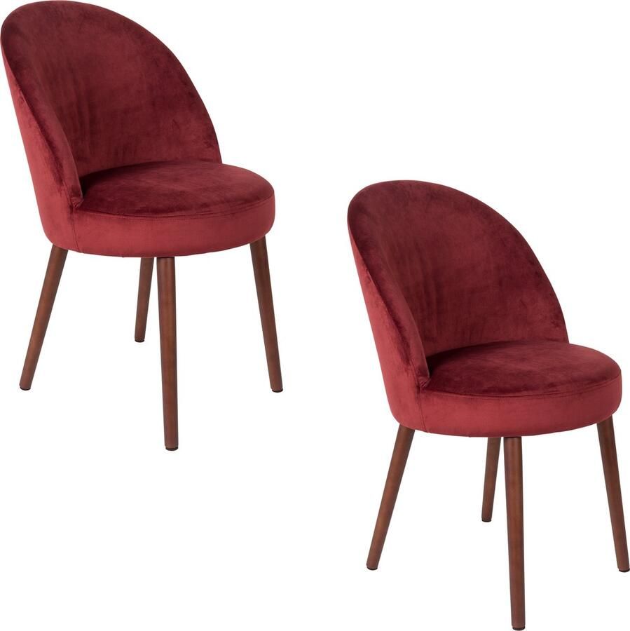 Dutchbone Barbara Eetkamerstoelen Rood Set van 2