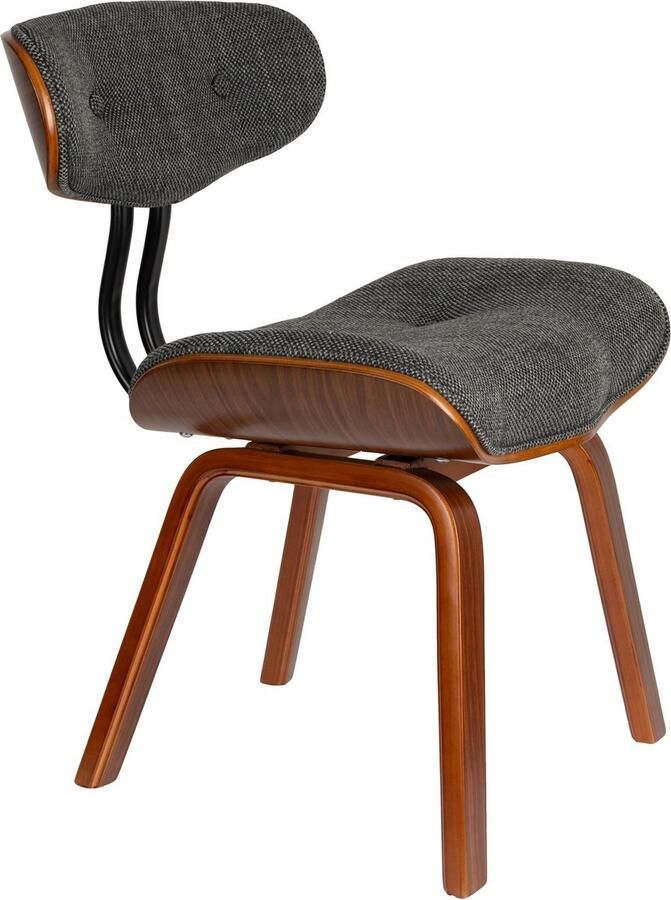 Dutchbone Blackwood Stoel Donkerbruin Onderstel Grijs Textiel
