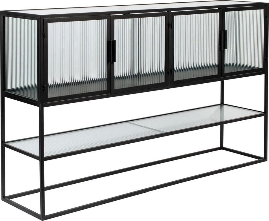 Dutchbone Dressoir Boli Glas en metaal 150cm Zwart