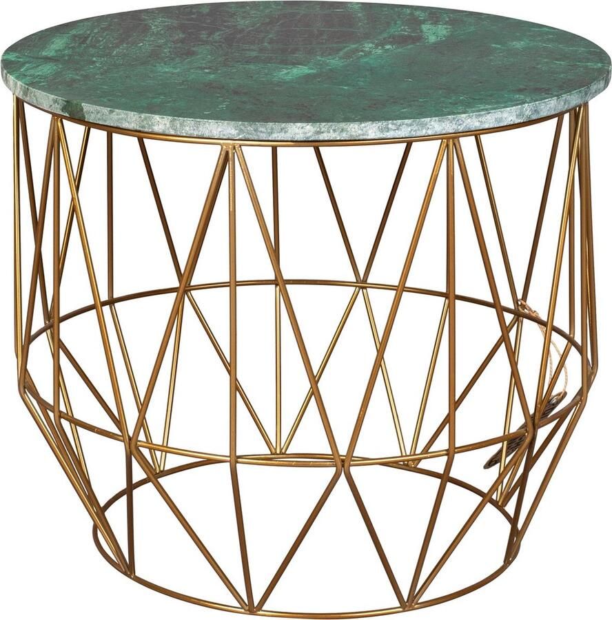 Dutchbone Boss Bijzettafel Rond 51 cm Marmer Groen Goud - Foto 2
