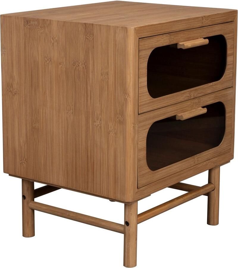 Dutchbone Caroun Bijzettafel Nachtkastje Bamboe Hout Bruin}