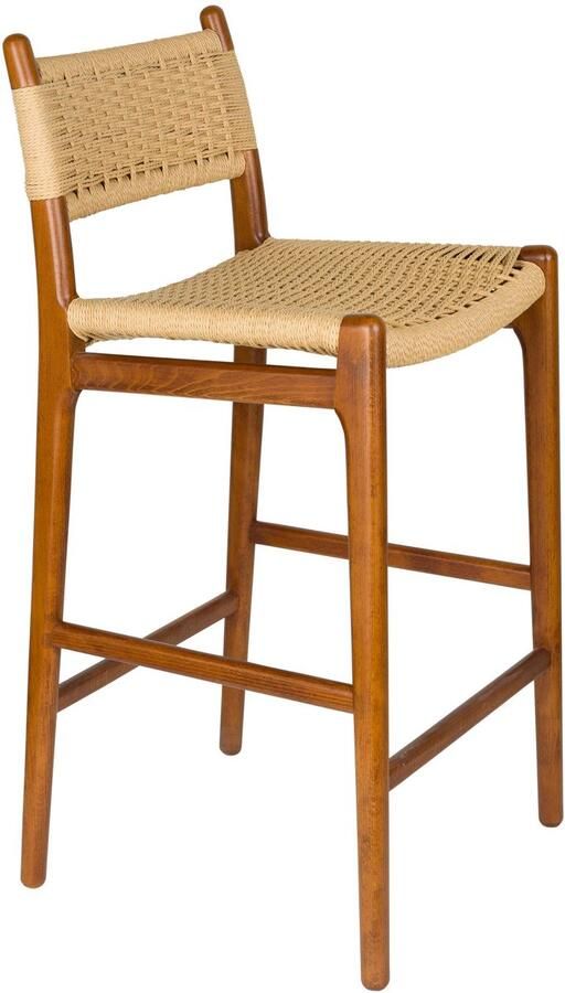 Dutchbone Cecile Counter Barkruk met Rugleuning 67 50 cm Hout in Walnoot kleur Bruin