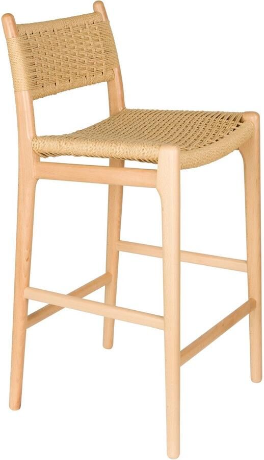 Dutchbone Cecile Counter Barkruk met Rugleuning 67 50 cm Hout Naturel