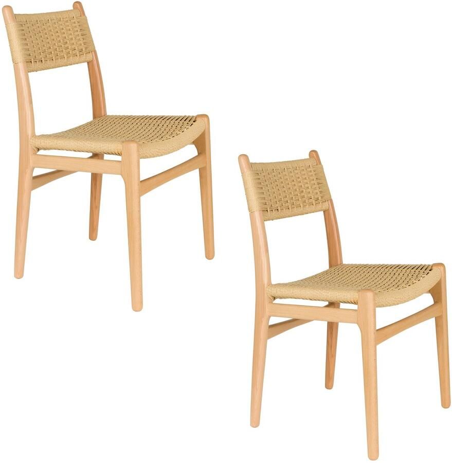 Dutchbone Cecile Eetkamerstoelen Hout Naturel Set van 2