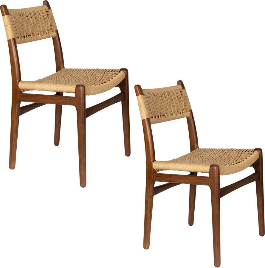 Dutchbone Cecile Eetkamerstoelen Hout Walnoot kleur Set van 2