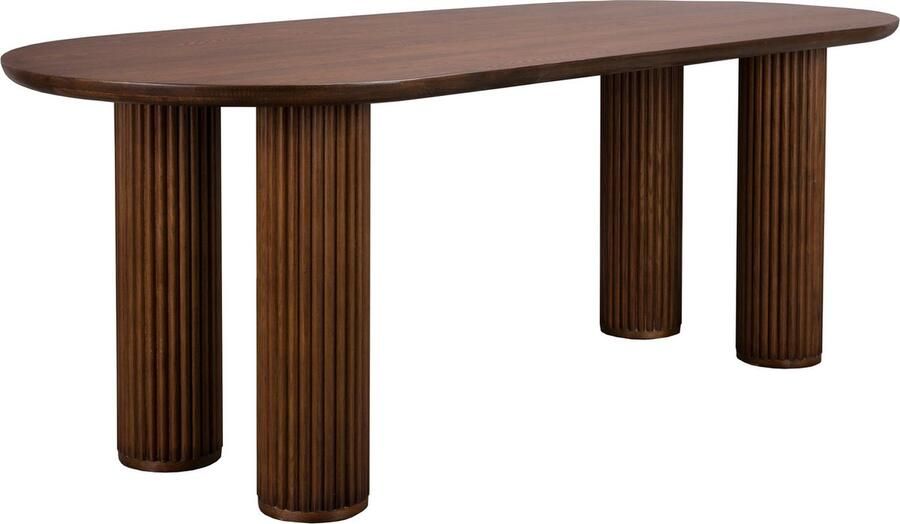 Dutchbone Ovale Eettafel Dean Walnootlook 220 x 90cm Bruin Ovaal