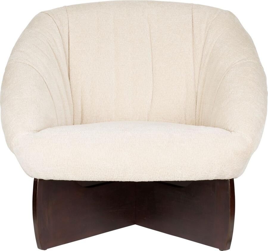 Dutchbone Fauteuil Emilius Bouclé en rubberhout Beige