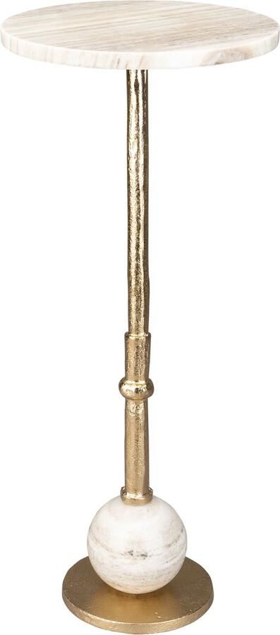 Dutchbone Everest Bijzettafel Rond 25 cm Marmer Beige| Goud