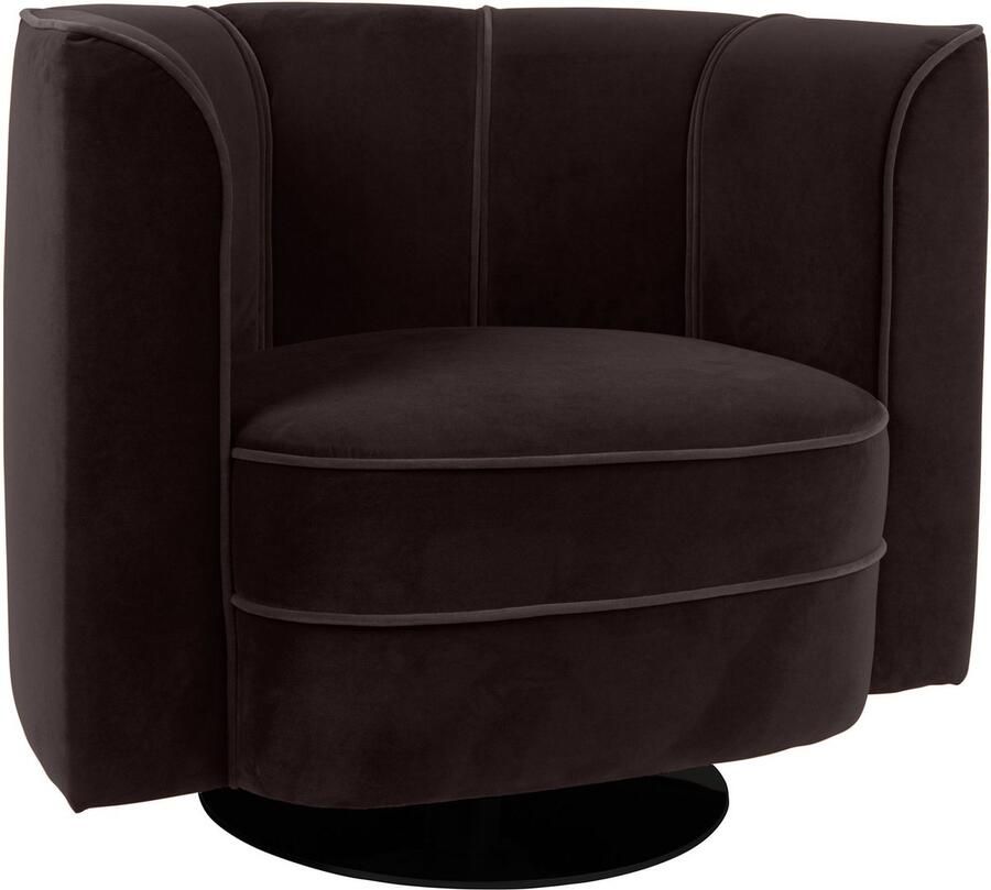 Dutchbone Draaibare Fauteuil Flower Zwart Velvet