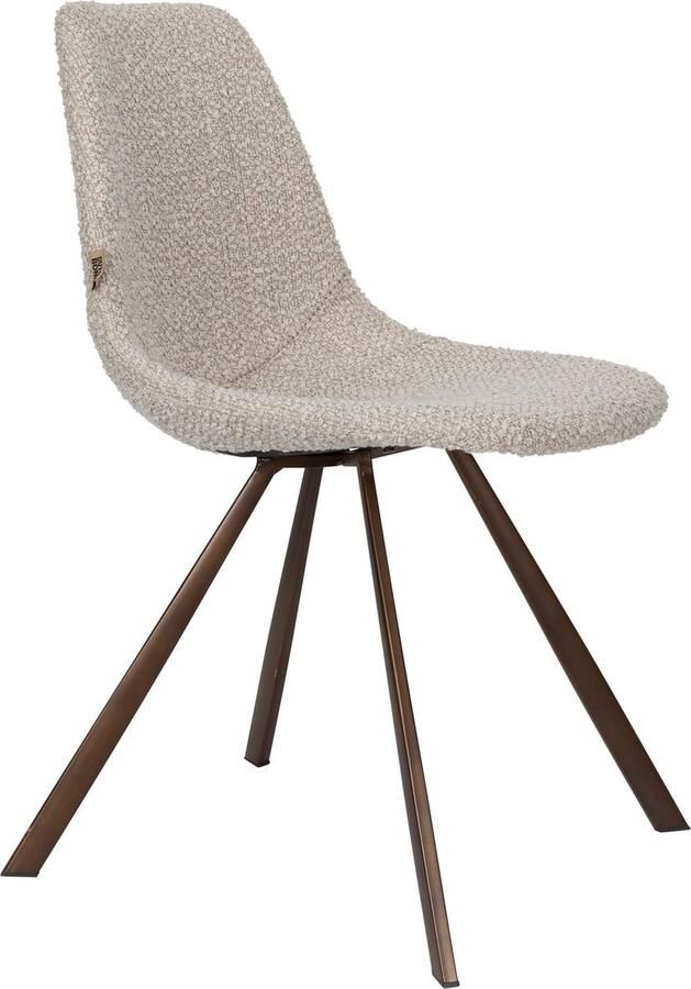 Dutchbone Franky Eetkamerstoelen Bouclé Beige Set van 2 - Foto 2