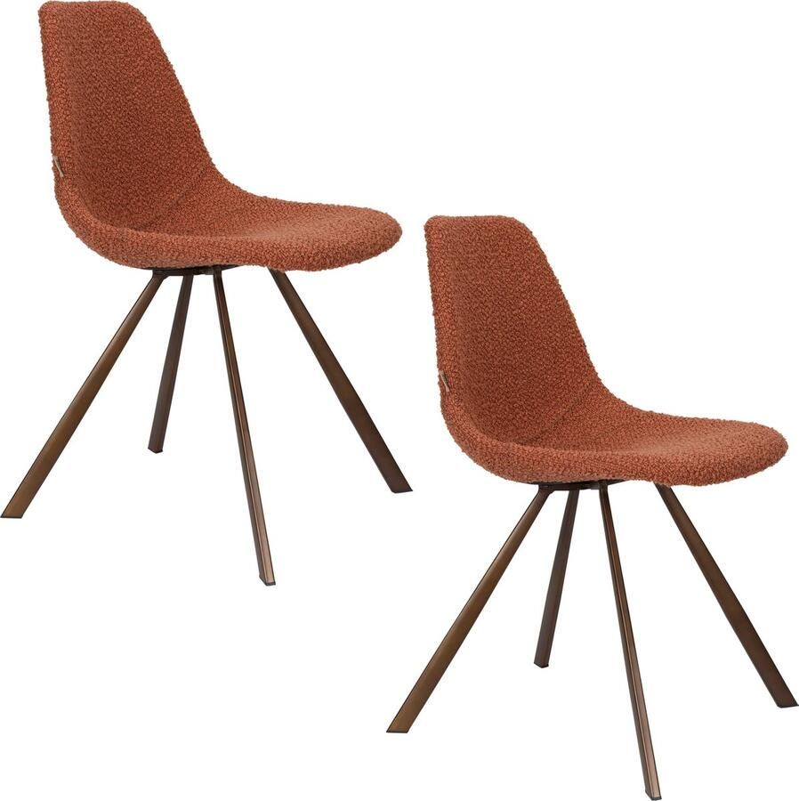 Dutchbone Franky Eetkamerstoelen Bouclé Terra Set van 2 Zwart