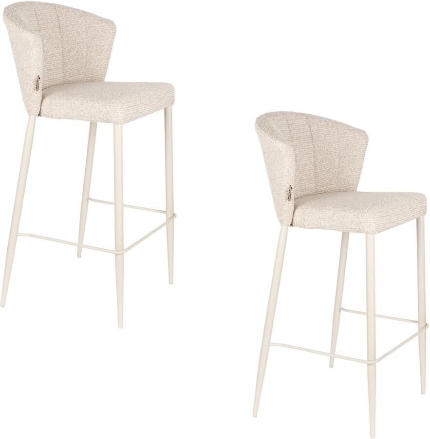 Dutchbone Georgia Barkrukken rugleuning 75 cm Beige Set van 2