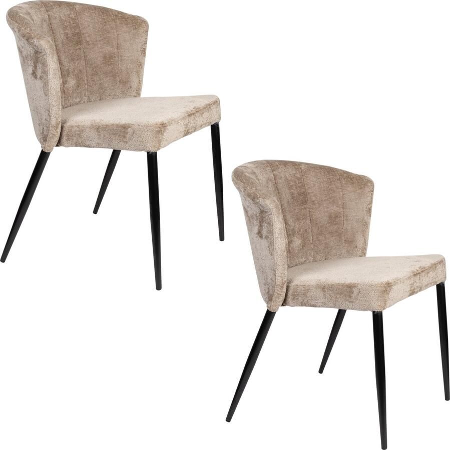 Dutchbone Georgia Eetkamerstoelen Beige Set van 2