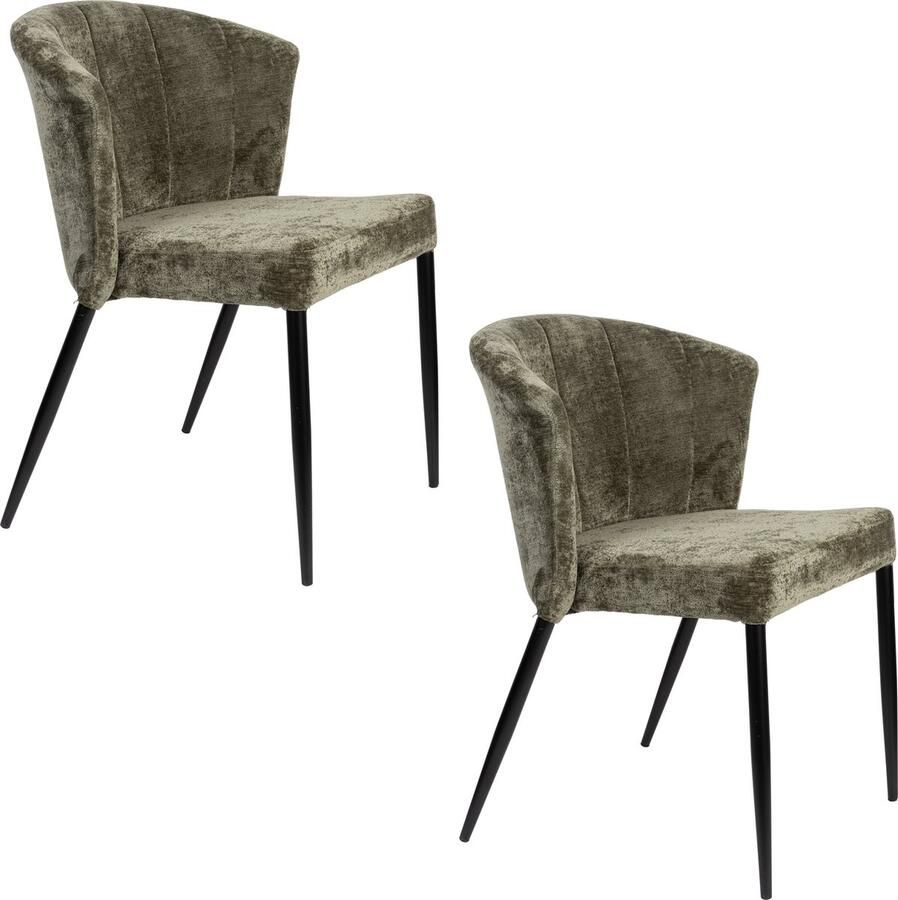 Dutchbone Georgia Eetkamerstoelen Groen Set van 2