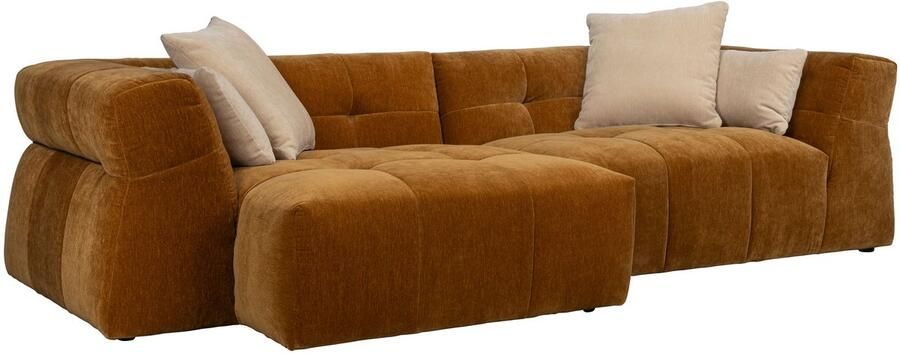 Dutchbone Hodge Bank met Chaise Longue Links Okergeel Bruin