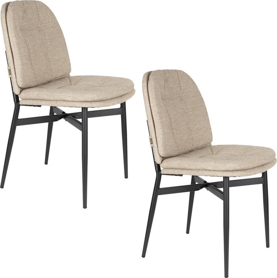 Dutchbone Jade Eetkamerstoelen Beige Set van 2