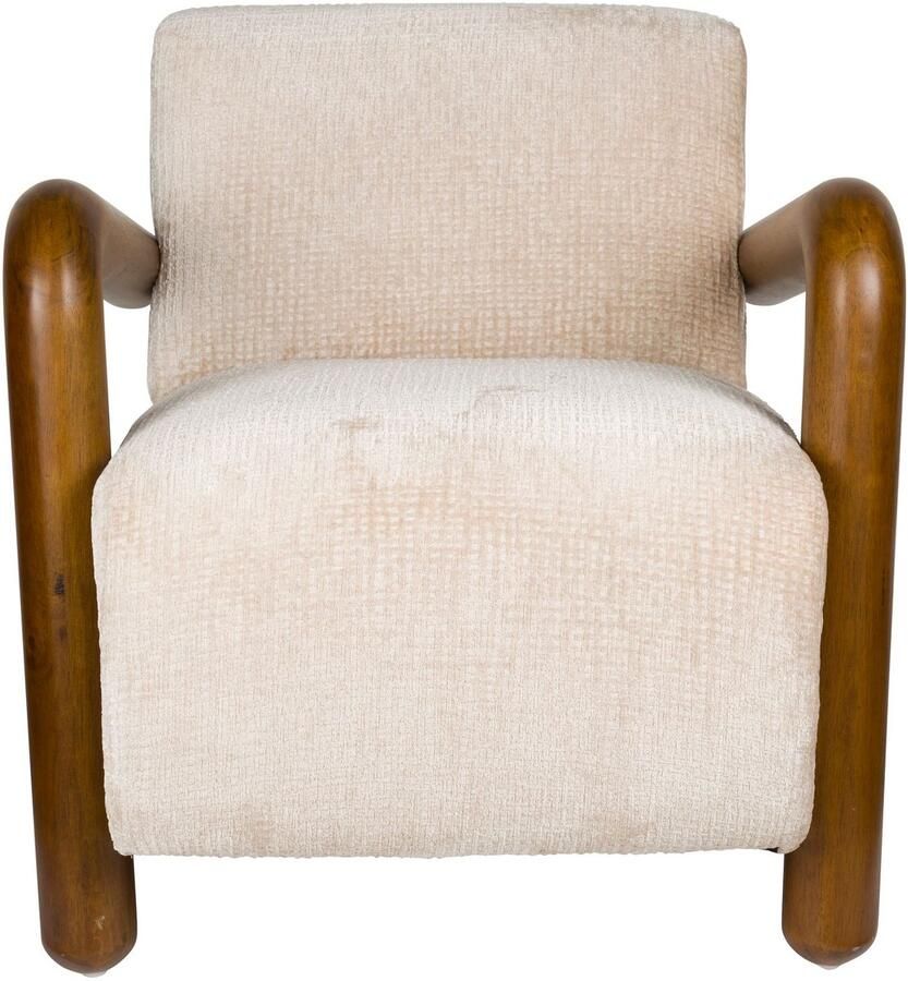 Dutchbone Fauteuil Robinson Chenille en rubberhout Beige