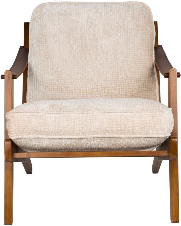 Dutchbone Fauteuil Washington Mangohout en geweven stof Beige - Foto 4