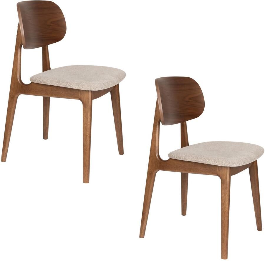 Dutchbone Marais Eetkamerstoelen Walnoot kleur Set van 2