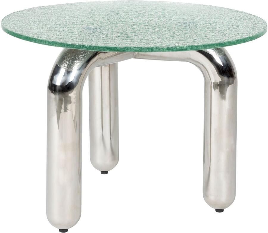 Dutchbone Marly Bijzettafel Rond 60 cm Glas Chroom Zilver