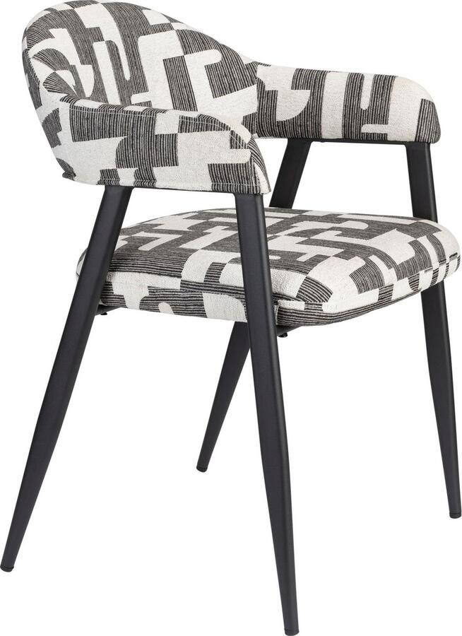 Dutchbone Miyo Eetkamerstoelen met armleuning Wit| Zwart Set van 2 - Foto 2