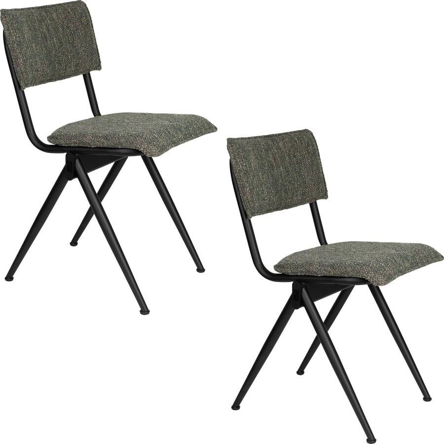 Dutchbone New Willow Eetkamerstoelen Forest Green Set van 2