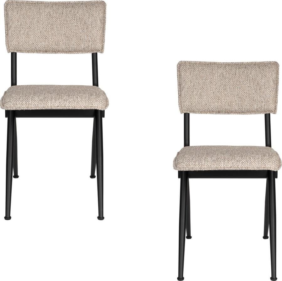 Dutchbone New Willow Eetkamerstoelen Rough Sand Set van 2 Beige