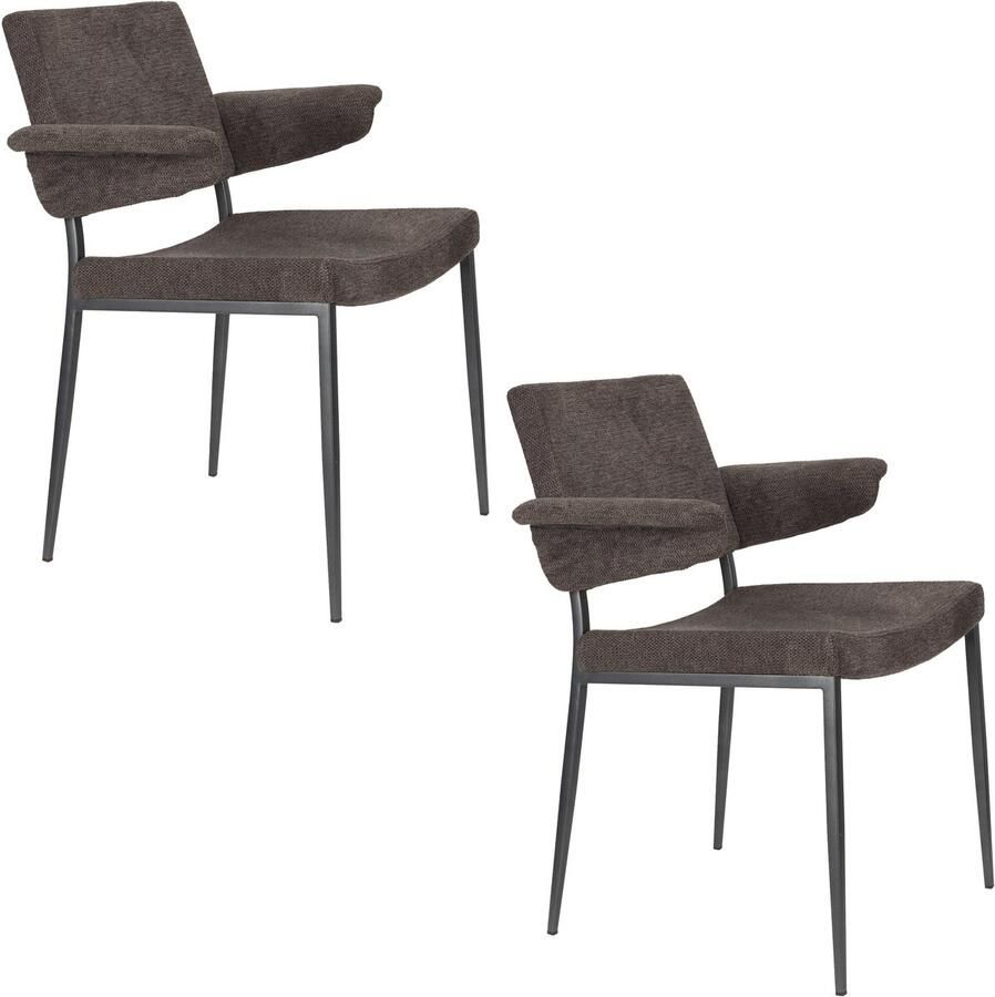 Dutchbone Portland Eetkamerstoel met leuning Grijs Set van 2