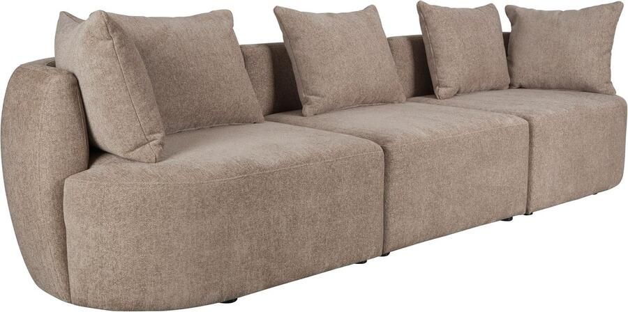 Dutchbone 4 5-zits Bank Rocca Geweven stof Cappuccino - Foto 2